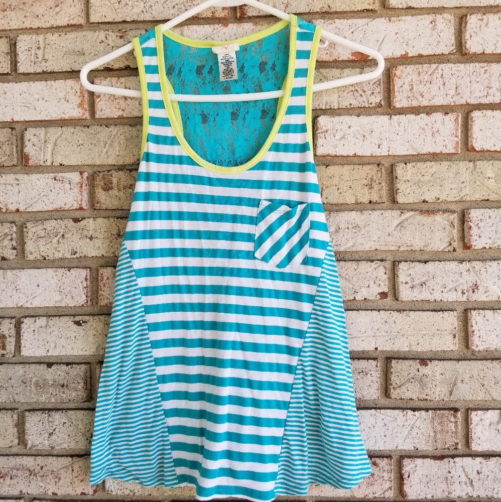 Striped Lace Accented Tank☀️